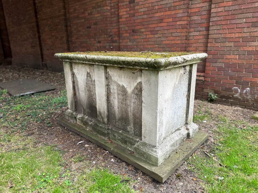 A raised tombstone