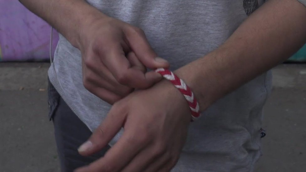 Man with bracelet