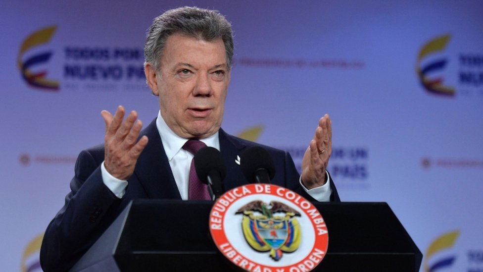 Presidente da Colômbia, Juan Manuel Santos, em discurso
