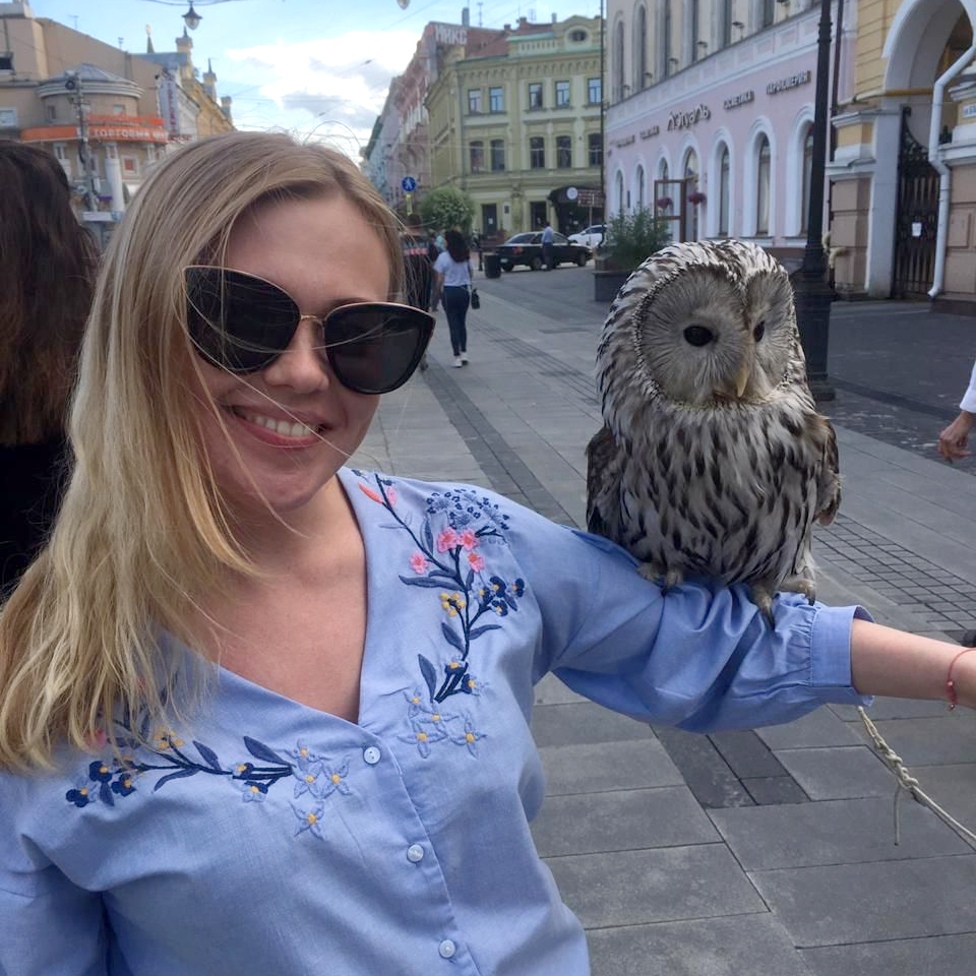 Alexandra with an owl