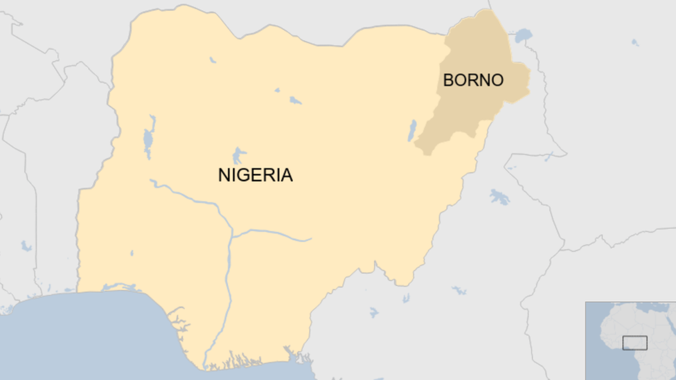 Карта Нигерии с изображением штата Борно