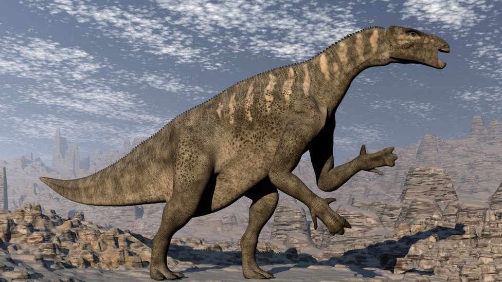 Ilustración de un iguanodonte
