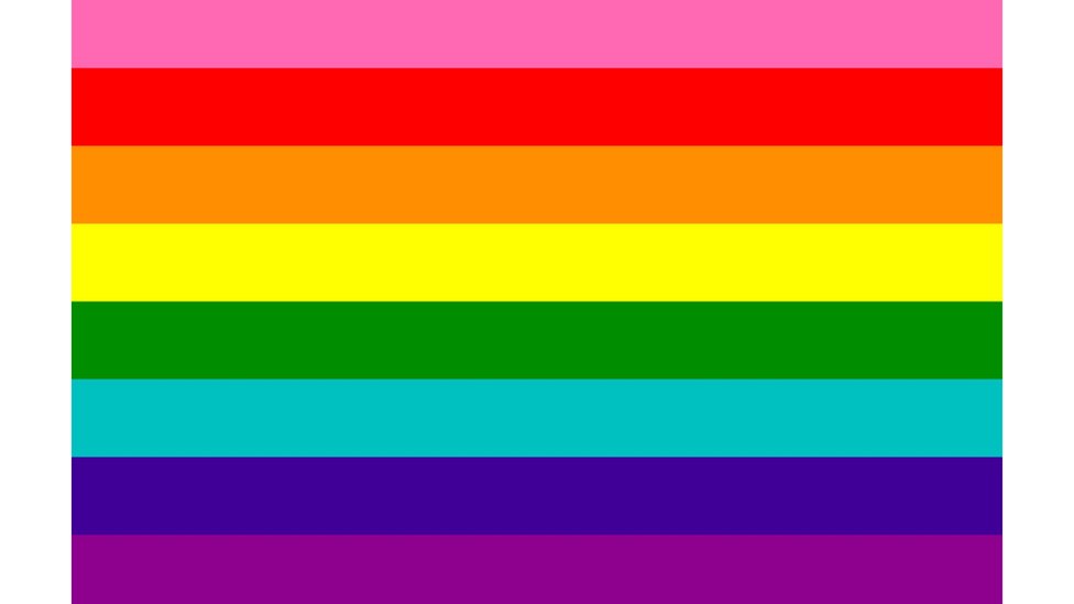 An eight-colour rainbow flag