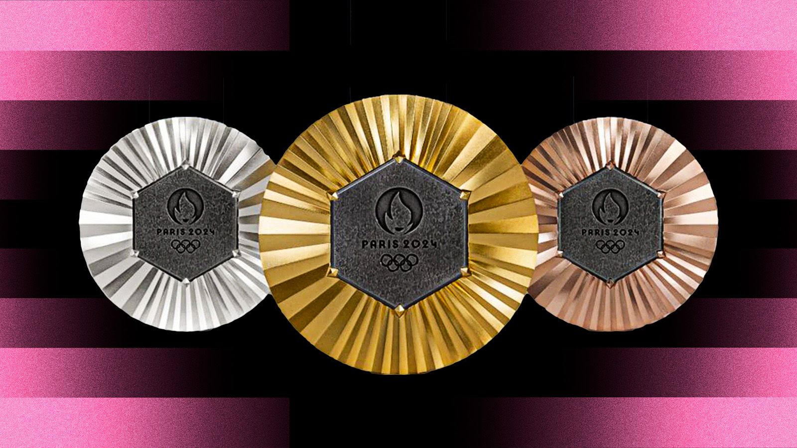 Graphic showing gold, silver and bronze medals