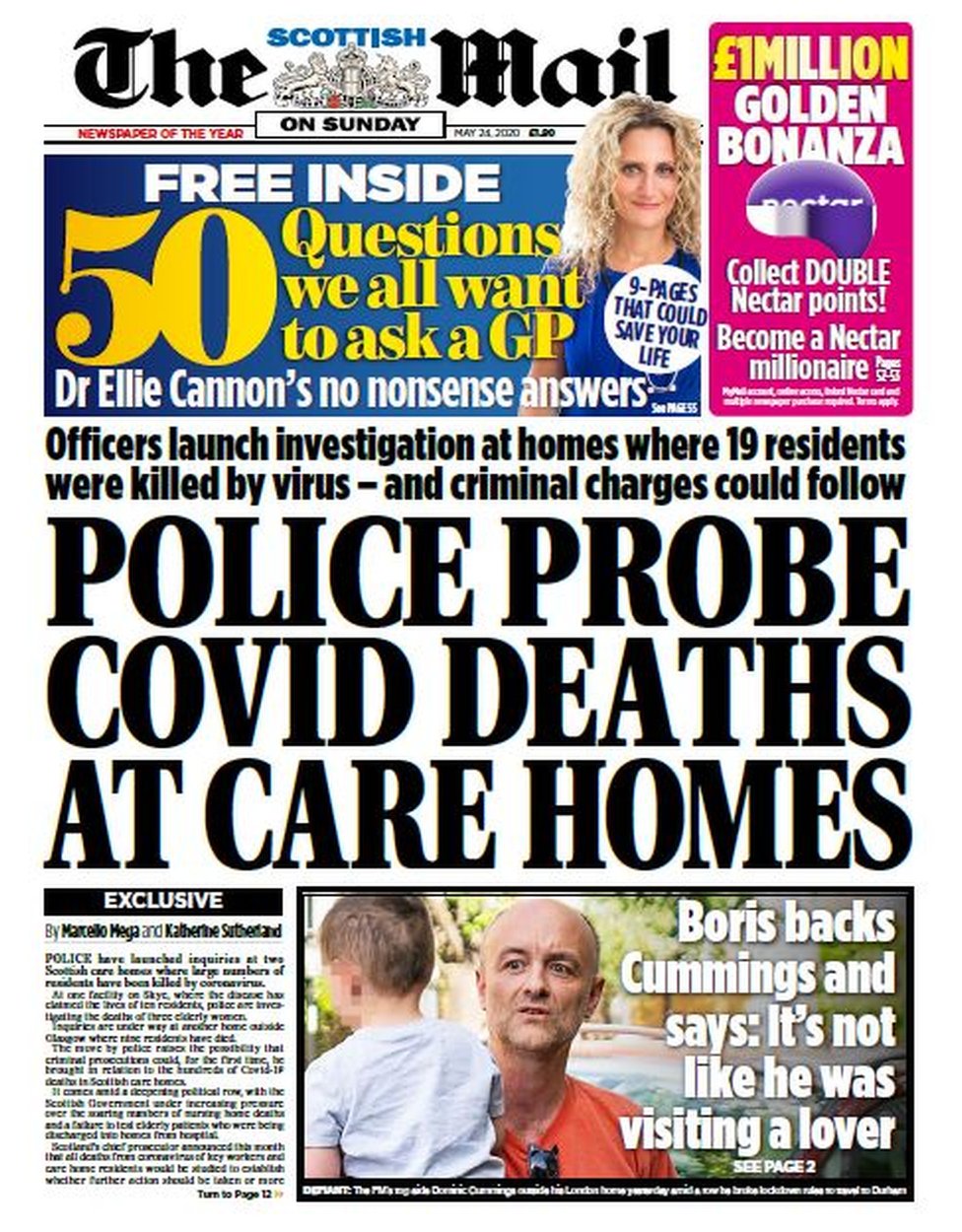 Scotland's papers: Cummings denies fresh claims and care home inquiry ...