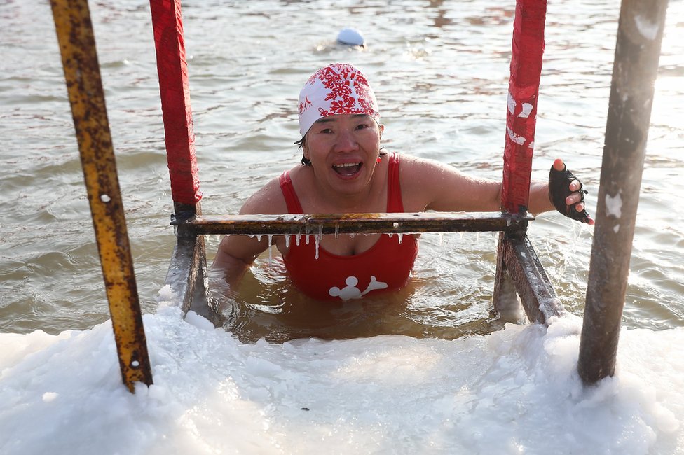 Swimming competition at the Harbin International Ice and Snow Festival