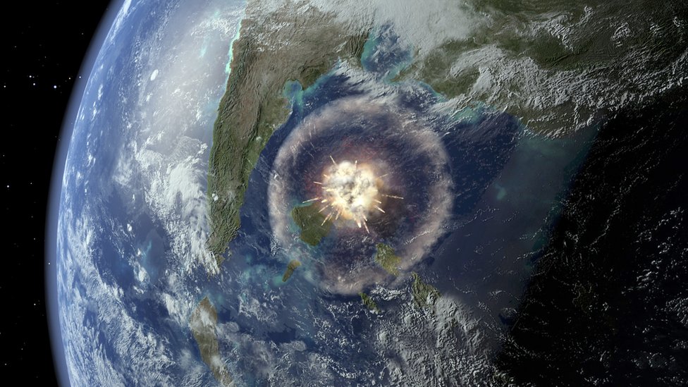 El impacto provocó un enfriamiento en el clima global del planeta. Ilustración del impacto