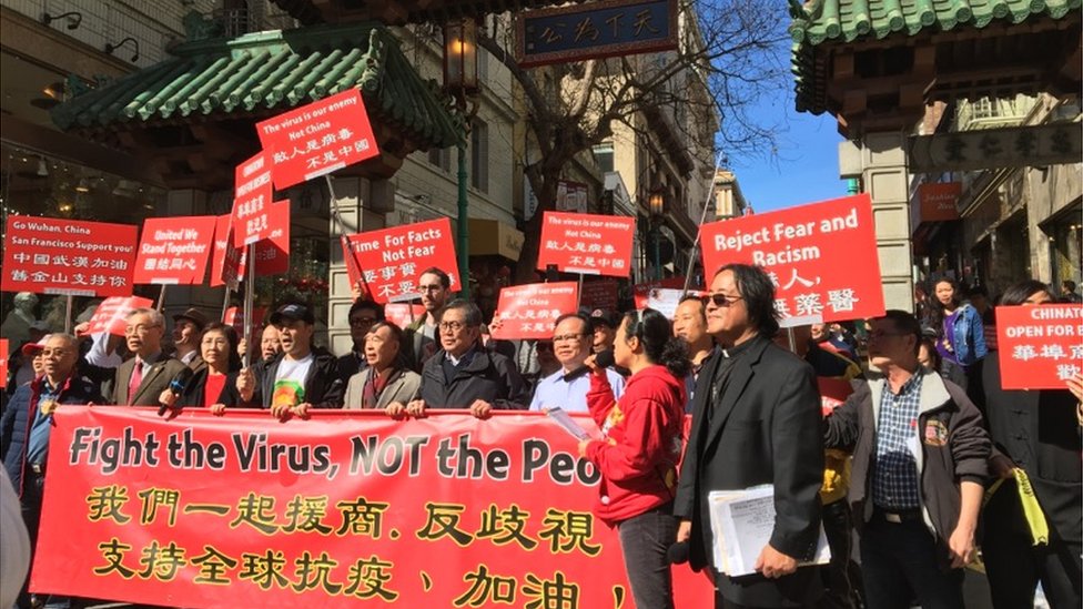 Mr Fong at a rally in San Francisco's Chinatown