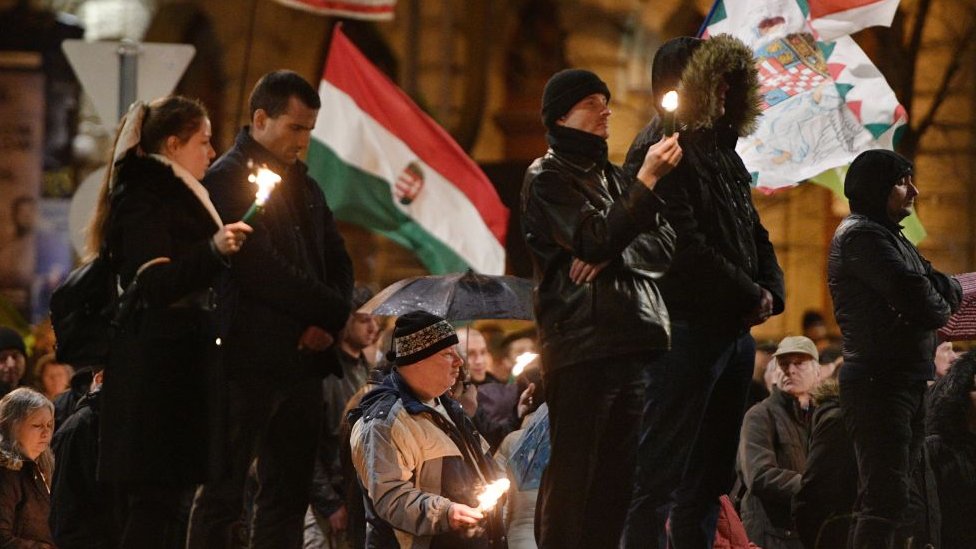 Una protesta de la extrema derecha en Hungría