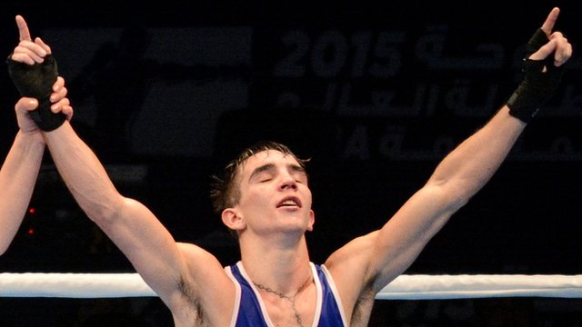 Michael Conlan shows his joy after becoming Ireland's first ever male world amateur boxing champion in October