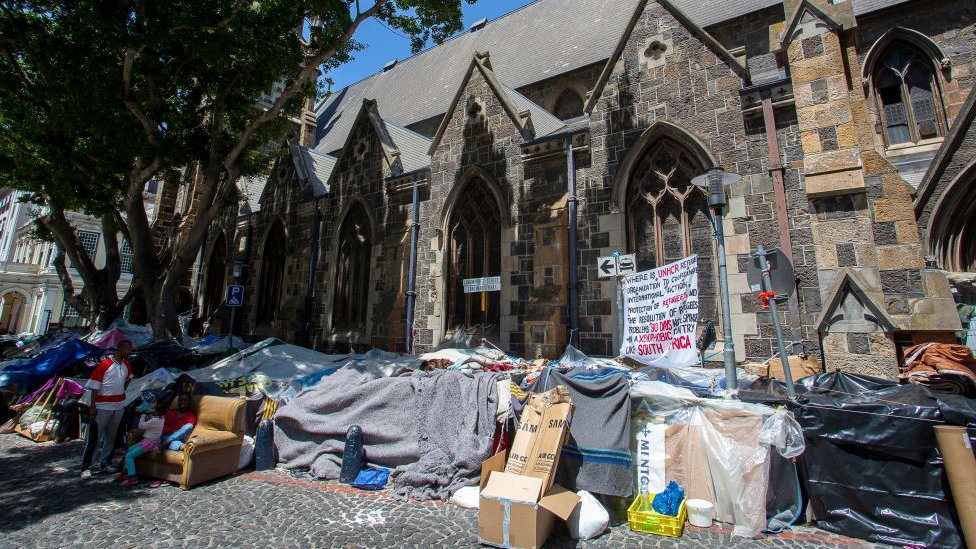 Общий вид беженцев в Центральной методистской церкви на площади Зеленого рынка