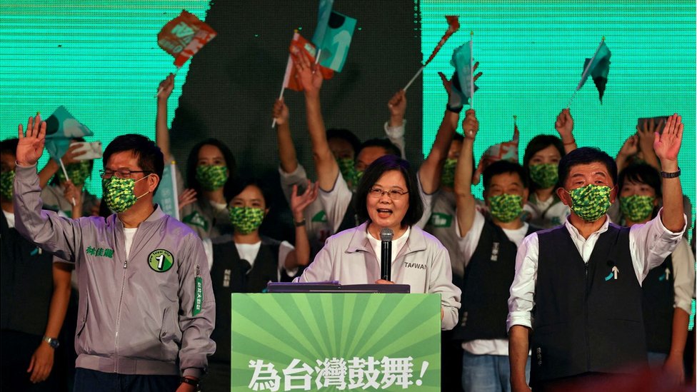 Taiwan"s President Tsai Ing-wen speaks at the pre-election campaign rally ahead of mayoral elections in Taipei, Taiwan, November 12, 2022