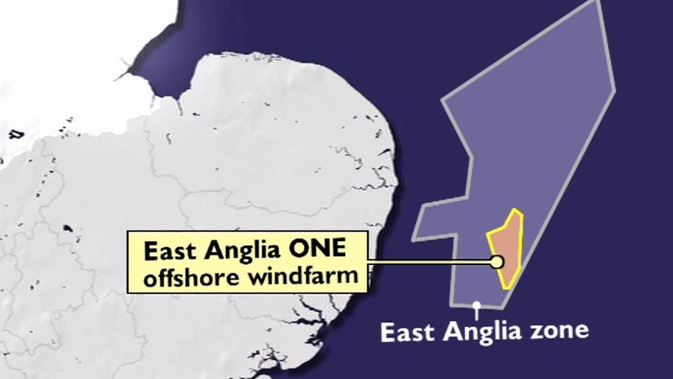 Карта ветряных электростанций Восточной Англии