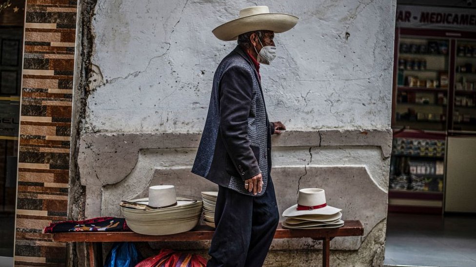 Hat seller in Lima.