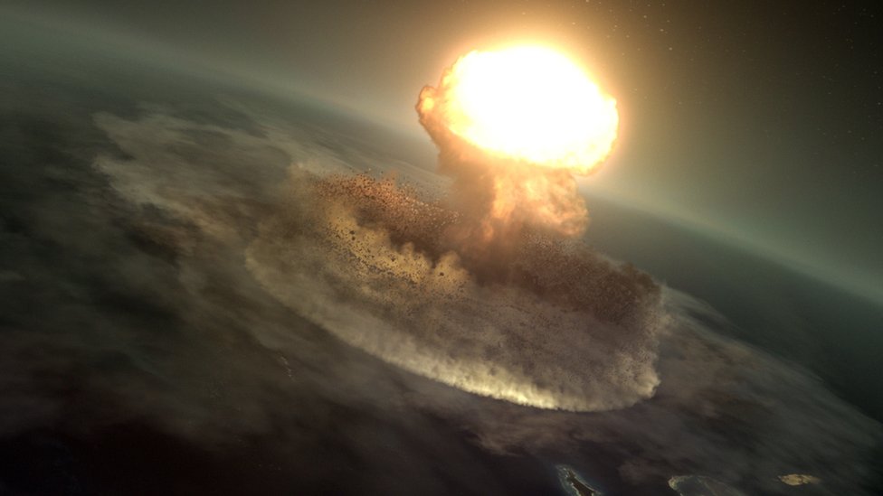 Ilustración del impacto del asteroide