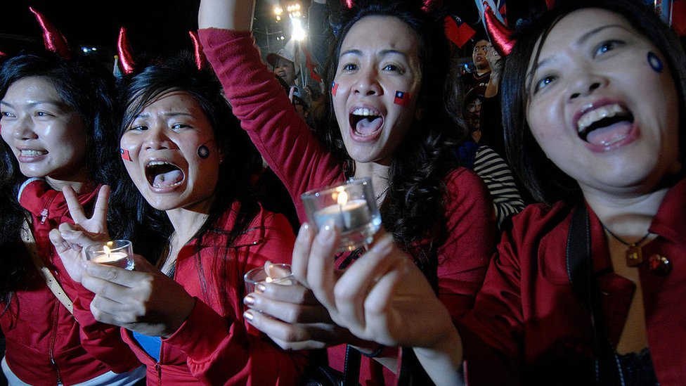 2008年，台灣總統大選中馬英九的支持者。