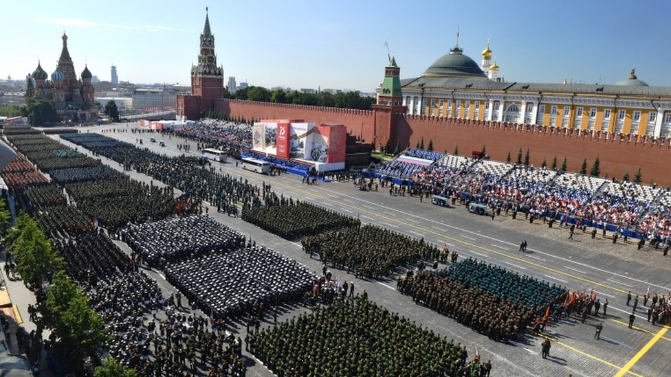 Шествие российских военнослужащих на Параде Победы на Красной площади в Москве, Россия, 24 июня 2020 г.