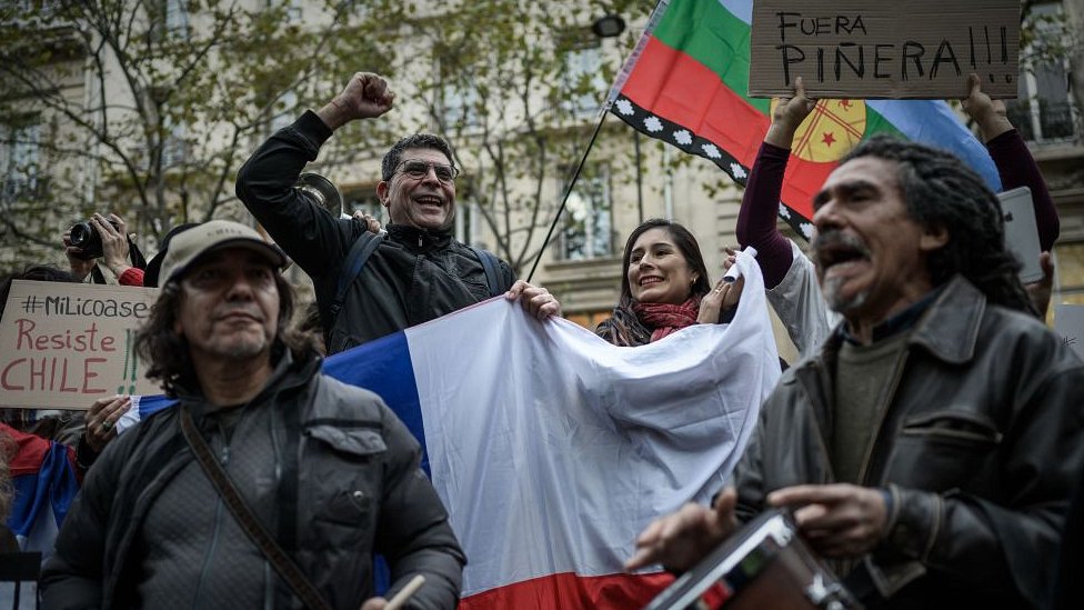 Manifestación de apoyo a Chile en París, Francia