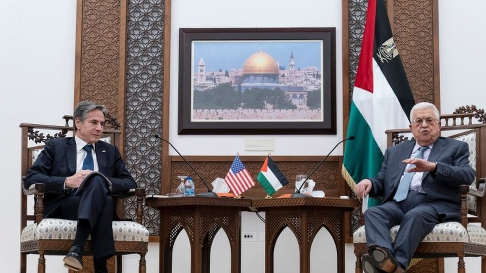 وزير الخارجية الأمريكي ورئيس السلطة الفلسطينية