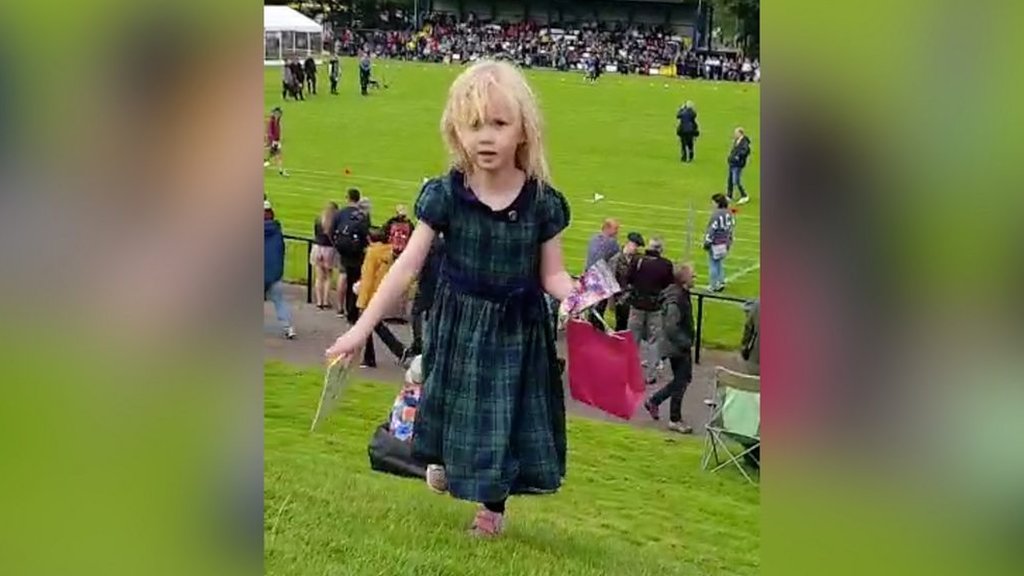 Highland Games: Girl, five, runs 400m after crossing finish line