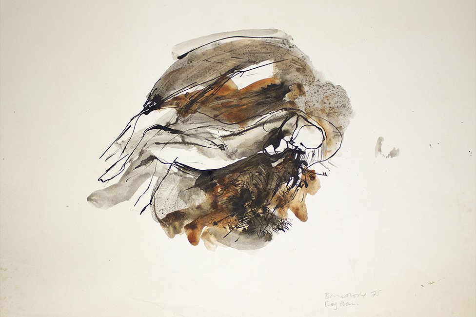 «Болотная королева» Барри Кука (акварель и тушь 1975 года) сделана для поэм Симуса Хини о болоте