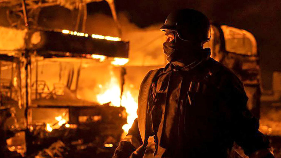 Incendio en Kyiv.
