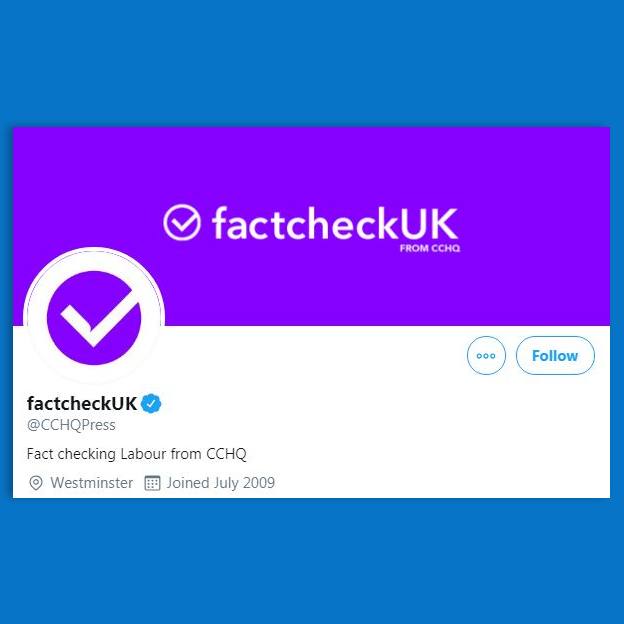 Аккаунт Консервативной пресс-службы в Твиттере переименован в «factcheckuk»