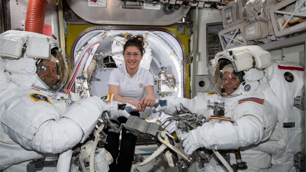 Astronautas en la Estación Espacial Internacional.
