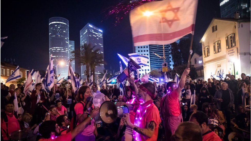 An anti-government protest in Tel Aviv