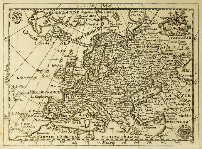 Mapa antiguo de España del siglo XVII.