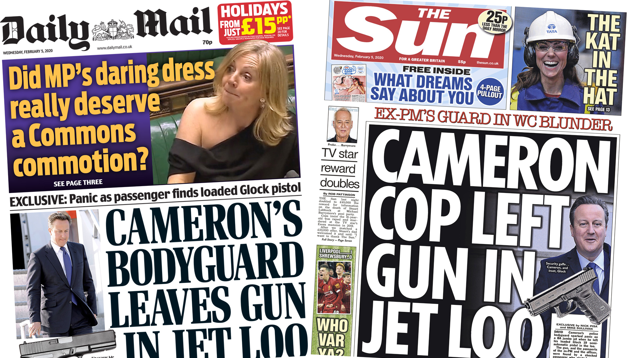 Ex-PM David Cameron's bodyguard 'left gun in aeroplane toilet' - BBC News