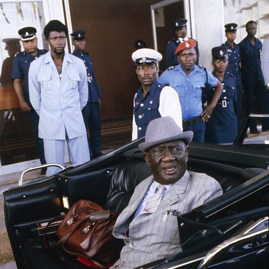 Siaka Stevens, presiden of Sierra Leone, dalam foto 1980