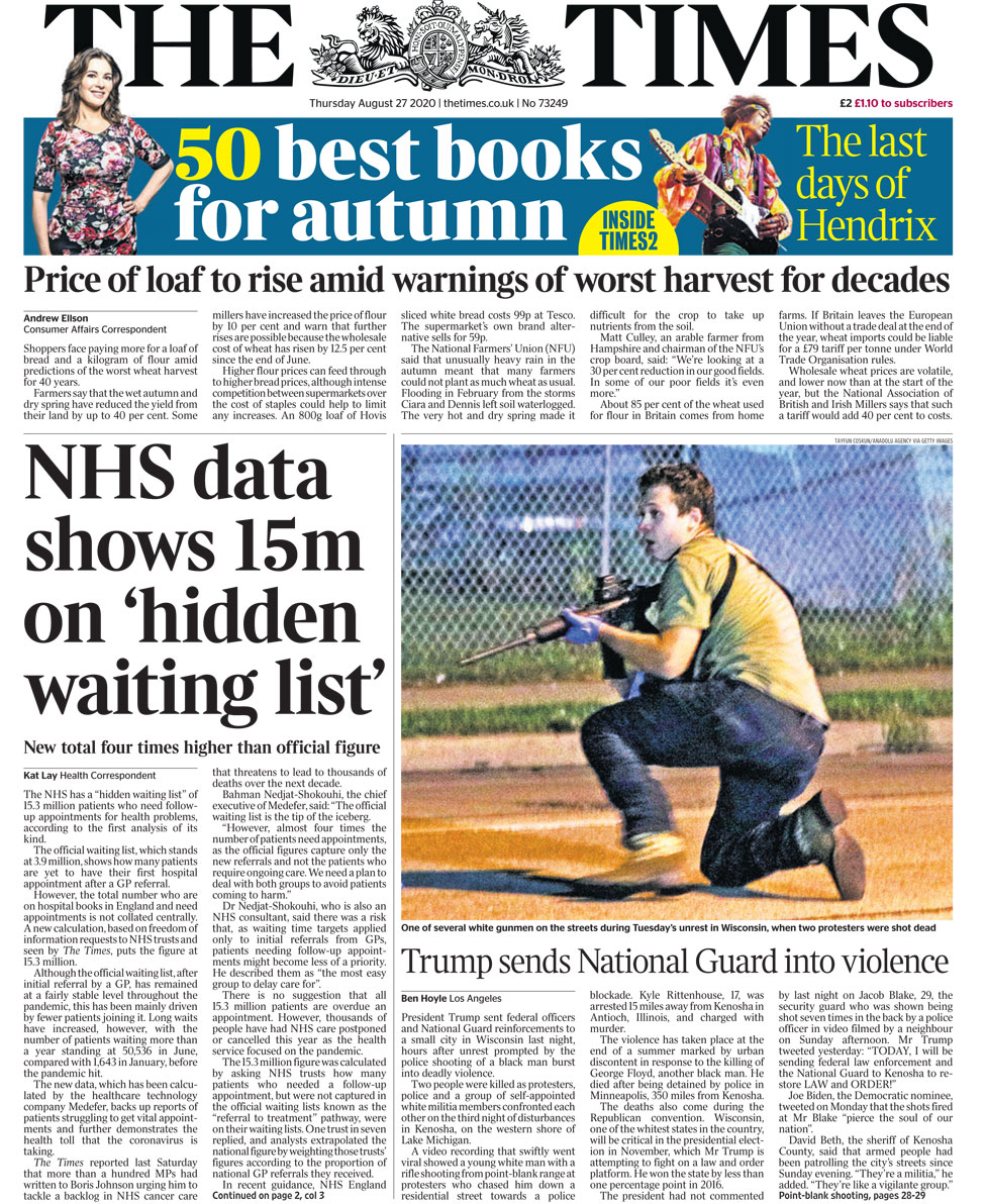 The Times front page