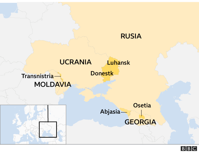 Mapa de Ucrania, Moldavia y Georgia