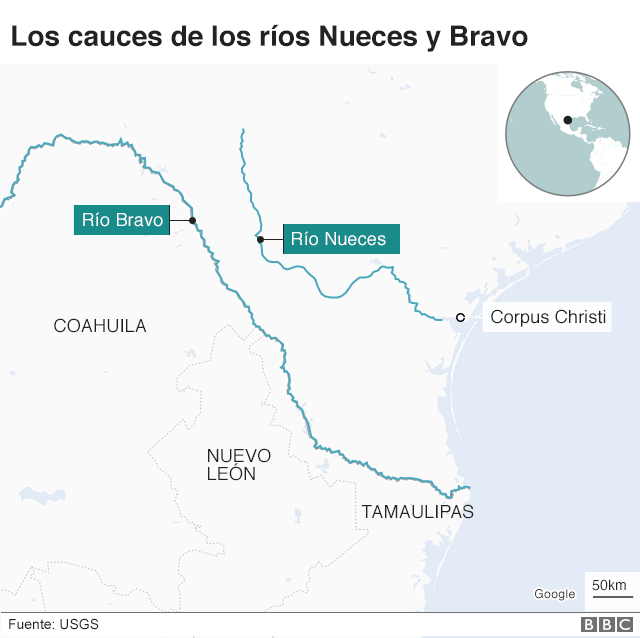 Mapa del río Nueces y Bravo. NO USAR | BBC