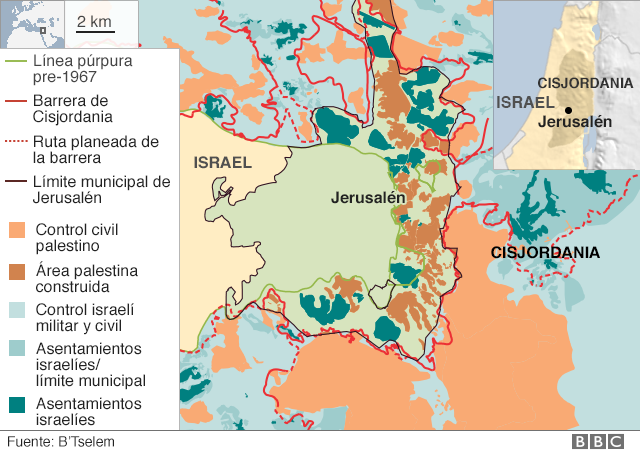 Mapa áreas de Jerusalén.