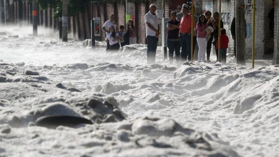 Aftermath of freak hailstorm in Mexico's Guadalajara, 1 July 2019