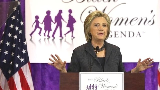 Hillary Clinton addresses the Black Women's Agenda's 29th Annual Symposium on 16 September