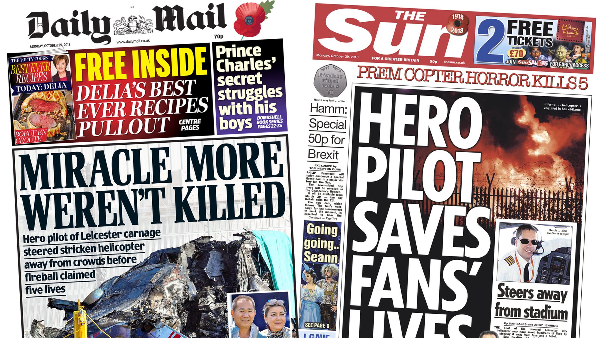 Newspaper Headlines Hero Leicester City Pilot Saved Hundreds c News