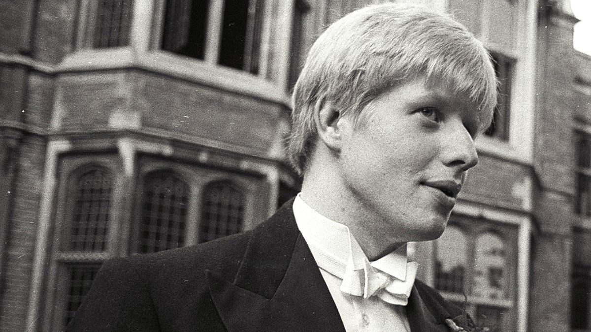 President of the Oxford Union society Boris Johnson is seen before an address by Greek minister for culture Melina Mercouri on the subject of the Elgin Marbles at the University of Oxford, Britain, June 12, 1986.
