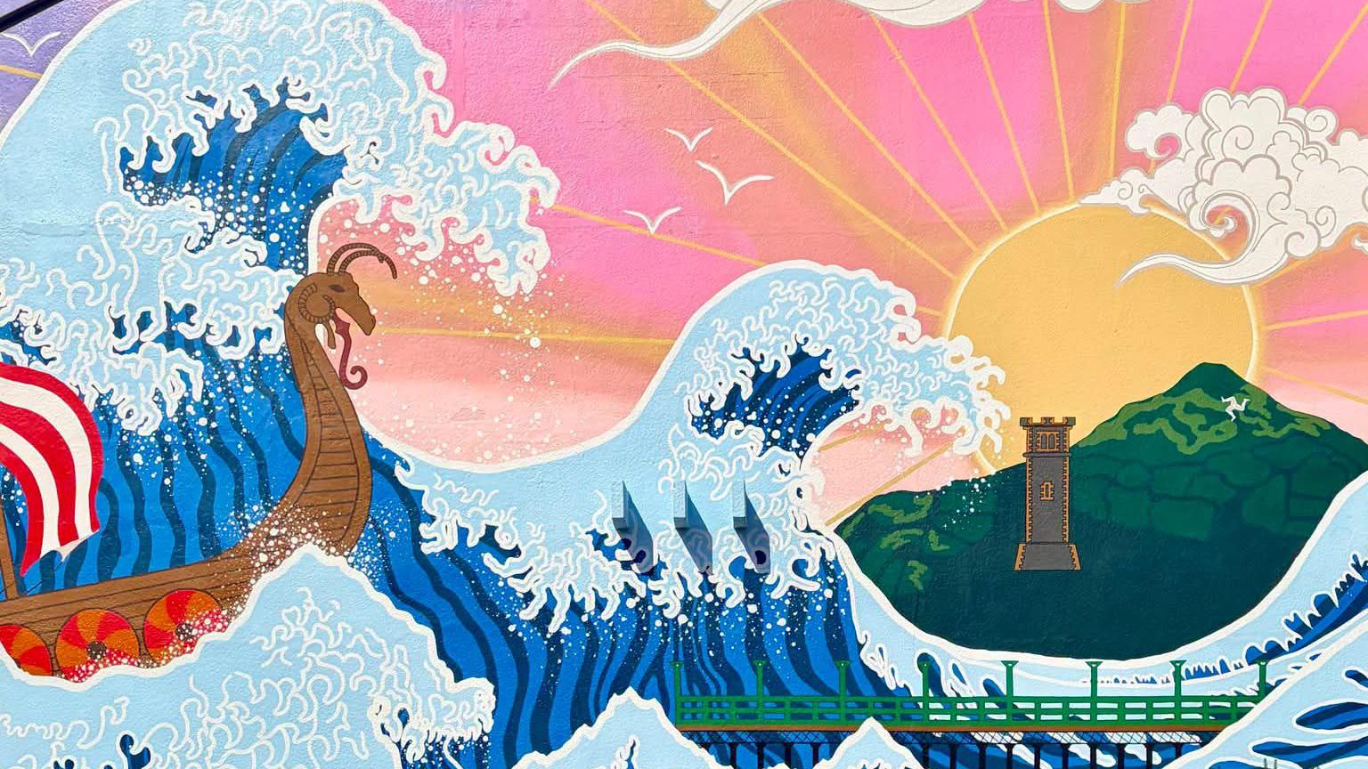 New Ramsey mural recreates famous Japanese wave painting