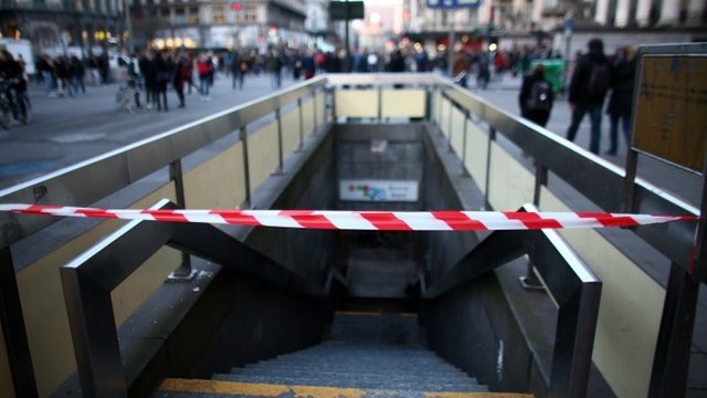 A closed Metro station in Brussels