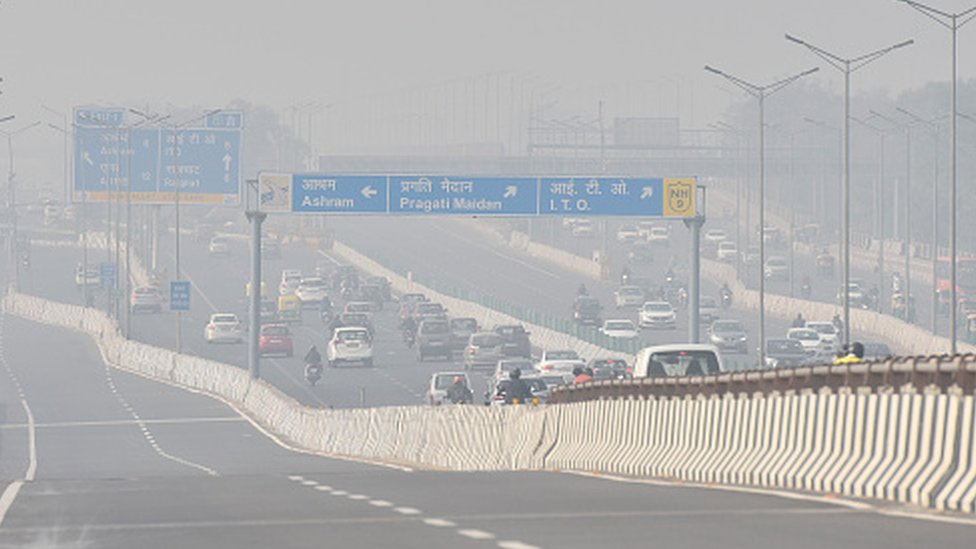 A view near Yamuna Bank during heavy smog conditions, on November 27, 2021