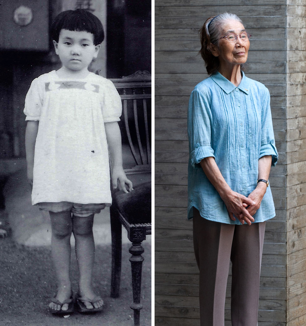 Reiko seen aged five and seen aged 79