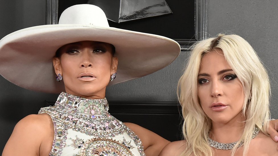 Jennifer Lopez and Lady Gaga at the Grammy Awards in 2019