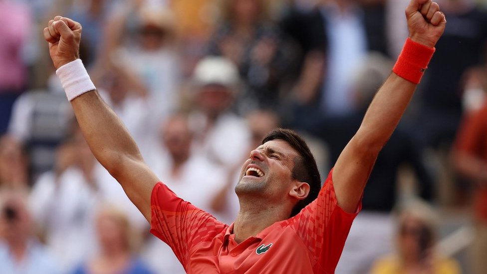 Novak Djokovic celebrates