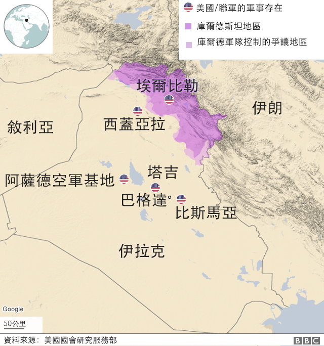 美國駐伊拉克軍事基地地圖
