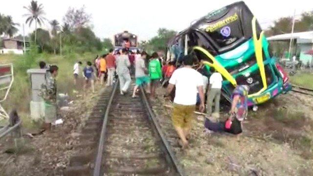 Bus And Train Collide On Thai Rail Crossing c News