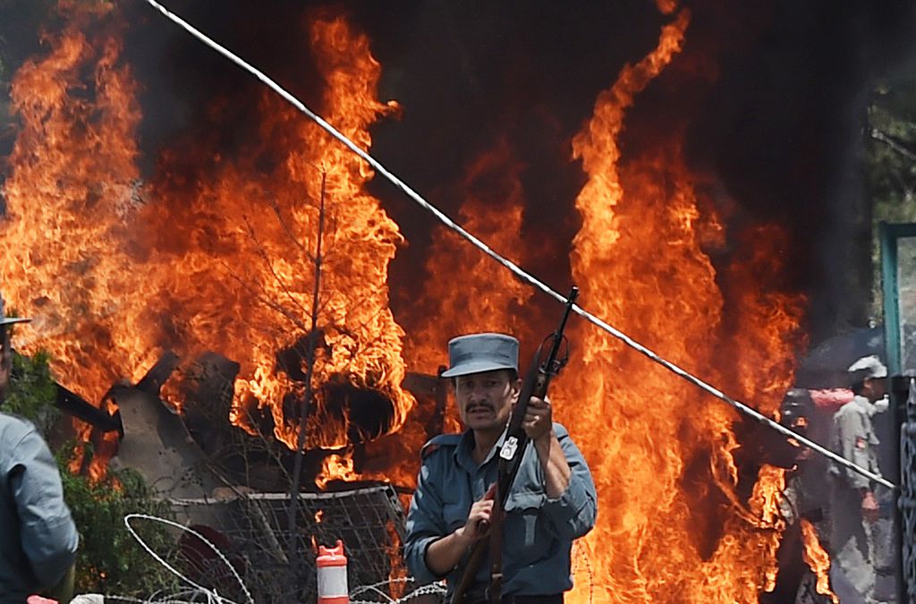 Kabul's international airport is struck on 10 August 2015