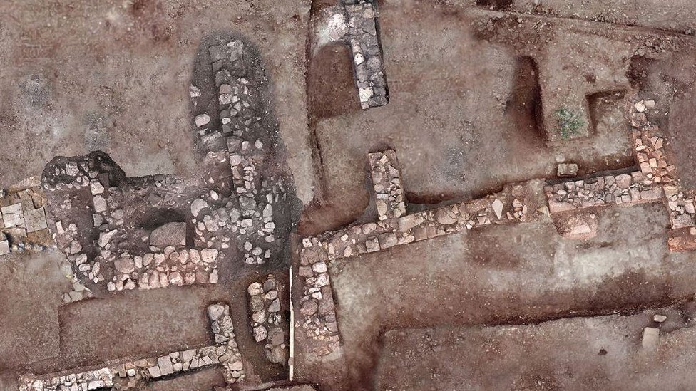 Fotos aéreas del asentamiento arqueológico en el sur del Peloponeso, en Grecia.
